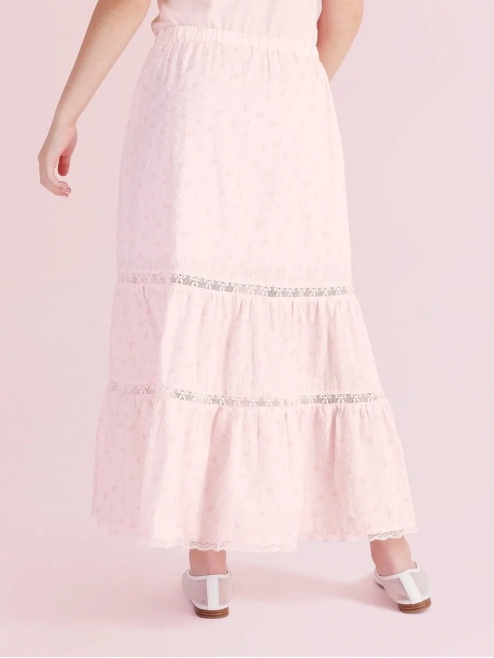 NWT Love Shack Fancy x Target Girls’ Isla Blooming Pink Tiered Maxi Skirt Sz 10